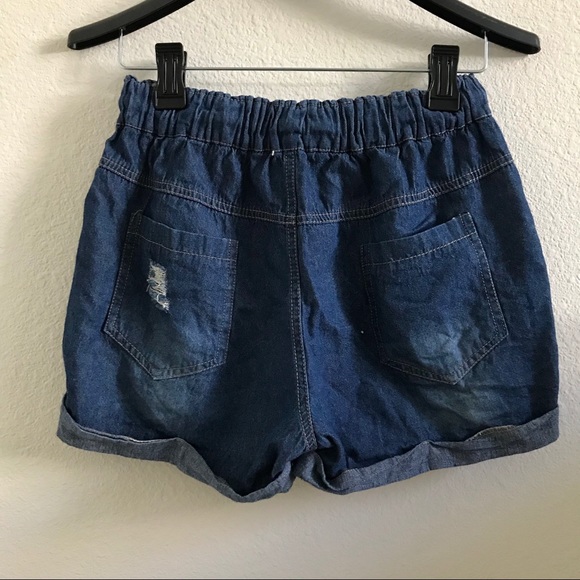 Denim Shorts with Drawstring - Picture 2 of 3
